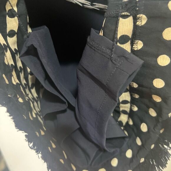 Tory Burch Navy Blue Evelyn Polka Dot Jacquard Sheath Dress Size 4 Fringe - Picture 5 of 12